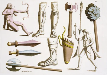 Griechische Soldaten, Waffen und Rüstungen, Tafel 38 aus 